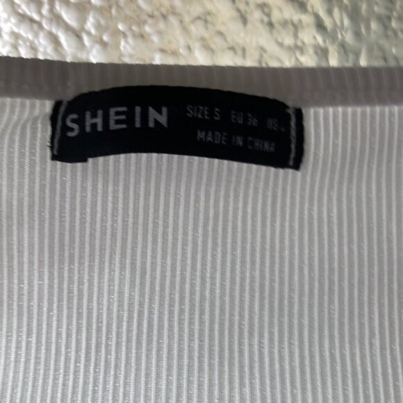 SHEIN summer midriff long-sleeve cut-out ribbed knit white crop top - Picture 3 of 4